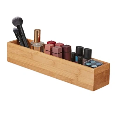 Afbeelding van Relaxdays Bamboe opbergbox opbergdoosje hout langwerpig organizer houder