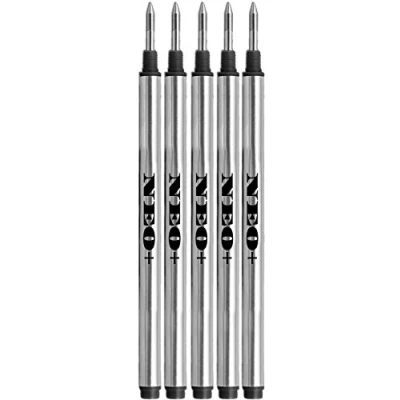 Afbeelding van NEO+ Navullingen voor pennen compatibel met Montblanc Walze schrijflijnen: Solitaire, Noblesse, Generation, Duft, Bohème, Classic en StarWalker, Jinhao, Gullor Rollerball (5 zwarte inkt)
