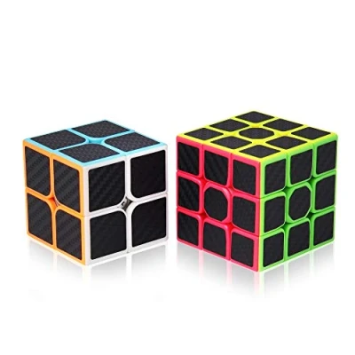 Afbeelding van ROXENDA Speed Cube Set, Snelheidskubus, 2 x 2, 3 3, originele magische kubus met handleiding (koolstofvezel)