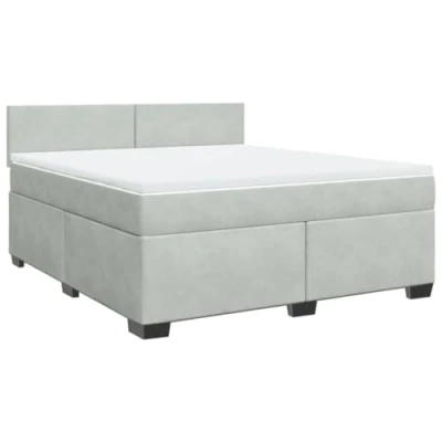 Image de vidaXL Sommier à lattes de lit et matelas Gris clair 180x200cm Velours