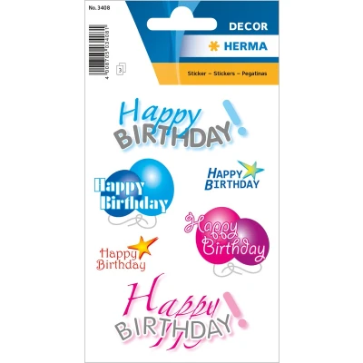 Afbeelding van HERMA 3408 Stickers DECOR Prettige verjaardag, 3 vel