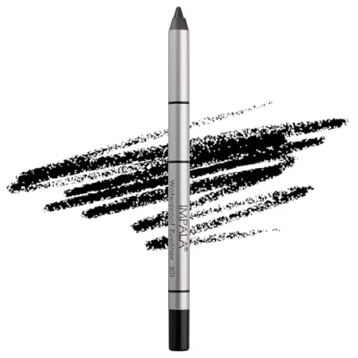 Afbeelding van Impala romige en waterdichte oogpotlood kleur 301 zwart gedefinieerde contour of rookeffect dichte textuur eenvoudig aan te brengen glanzende kleur, langdurig waterdicht