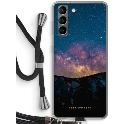 Afbeelding van Case Company® hoesje met Koord geschikt voor Samsung Galaxy S21 Travel to space Telefoonhoesje Zwart Bescherming aan alle Kanten en Over de Schermrand