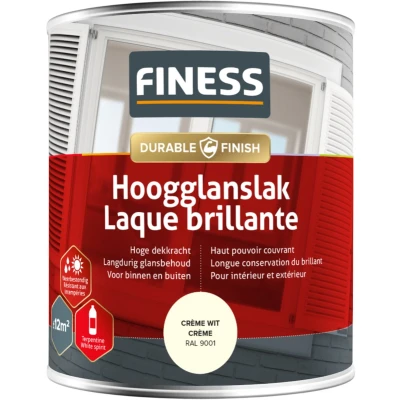 Afbeelding van Finess Hoogglanslak crème wit (RAL 9001) 750 ml
