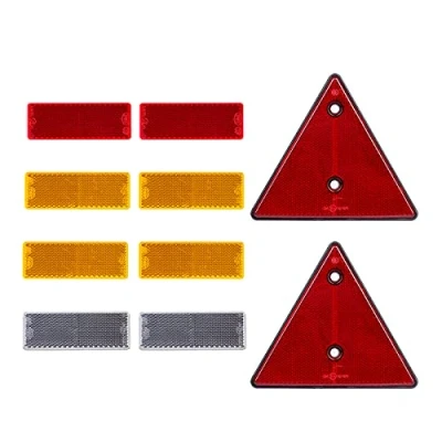 Afbeelding van BEIJISTAR Aanhangerreflector, 2 rode driehoekige reflectoren met schroefbevestiging, x rood, 4 geel, witte reflectoren, zelfklevend, rechthoekig, voor aanhanger, vrachtwagen, caravan, camper