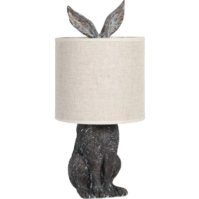 Afbeelding van Clayre &amp; Eef Tafellamp Konijn Ø 20x45 cm Bruin Beige Kunststof Rond Bureaulamp