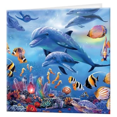 Afbeelding van 3D LiveLife wenskaart Koninkrijk van de zeepaardjes Deluxebase. Lenticulaire kaart voor alle gelegenheden en leeftijden, verjaardag, originele licentie kunstenaar, Steve Sundram