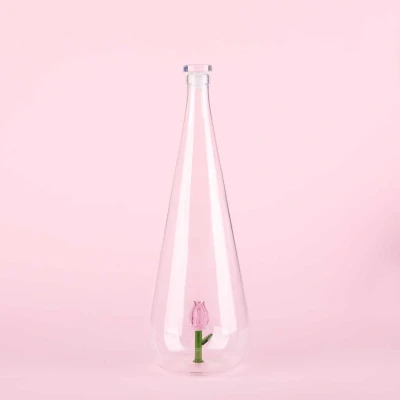Afbeelding van Balvi Waterfles Karaf Tulp Roze 1L Glas