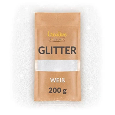 Afbeelding van Creative Deco 200g Glitter Wit Knutselen Handwerk Schilderen Nagellak Holografische