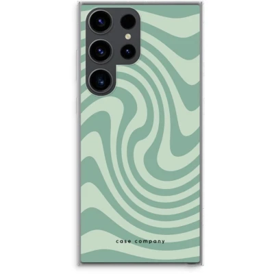 Afbeelding van Case Company® hoesje geschikt voor Samsung Galaxy S23 Ultra Swirl Groen Soft Cover Telefoonhoesje Bescherming aan alle Kanten en Schermrand