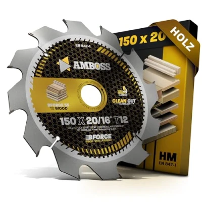 Afbeelding van AMBOSS WERKZEUGE® Cirkelzaagblad HM 150 x 20 16 Z12 wisseltanden voor hout zaagblad mm + verloopring geschikt Bosch GB 1923 GKS 12 V