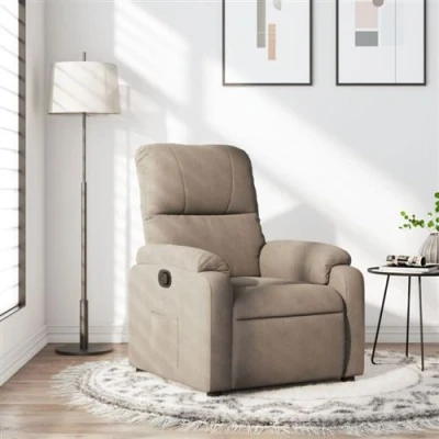 Image de vidaXL Fauteuil inclinable taupe tissu microfibre373449
