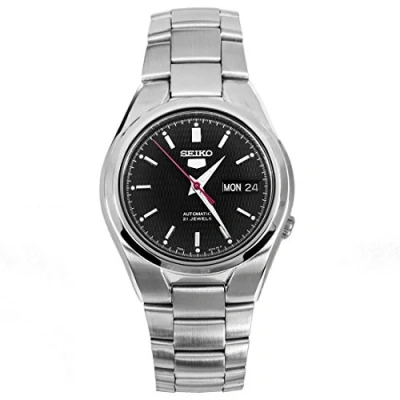 Afbeelding van Seiko 5 Gent Herenhorloge Automatisch Analoog Armband van roestvrij staal, zilverkleurig, zwart.,