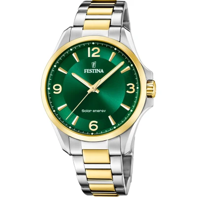 Afbeelding van Festina heren solar energy bicolor horloge groene wijzerplaat