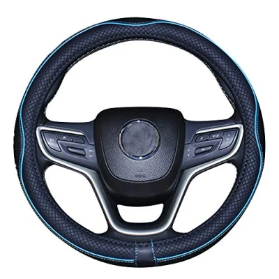 Afbeelding van Mayco Bell 2019 Nieuwe Zwarte Microfiber Lederen Stuurhoes voor F 150 Tundra Range Rover (zwart blauw, 39 40,25 cm)