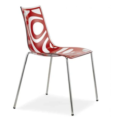 Afbeelding van Kantinestoelen Design Luisa Battaglia Doorschijnend rood
