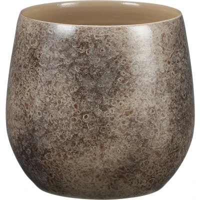 Afbeelding van Mica Decorations oliver ronde bloempot bruin maat in cm: 22 x 24