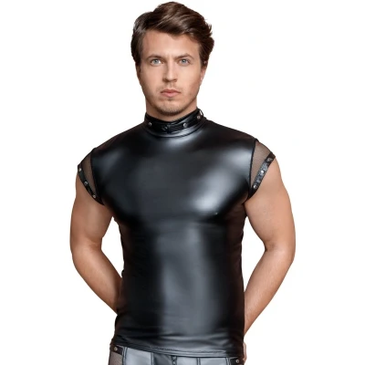 Afbeelding van Matte Wetlook Shirt met Netstof Elementen
