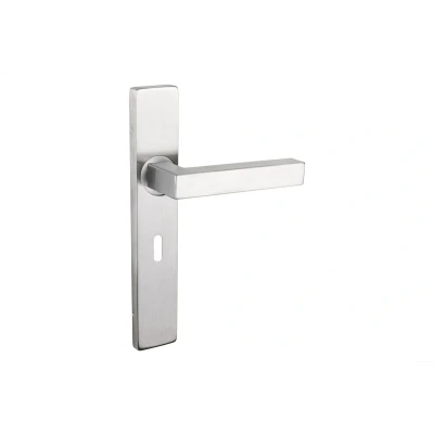 Afbeelding van Lavuzo deurkruk Viterbo rvs met rechthoekig schild SL56 Per set Deurkrukken Industriele deurklink