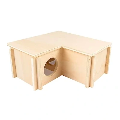 Afbeelding van Duvoplus Hok Knaagdier Knaagdieren Houten L bungalow 24x24x11cm Houtkleurig 1st