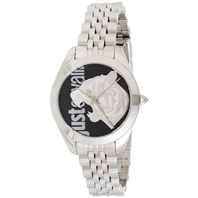 Afbeelding van Just Cavalli Analog Quarz Horloge, Dames, Maat: One Size, Silber/schwarz