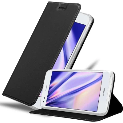 Afbeelding van Cadorabo Hoesje geschikt voor Huawei Y6 PRO 2017 in CLASSY ZWART Beschermhoes met magnetische sluiting, standfunctie en kaartvakje Book Case Cover Etui
