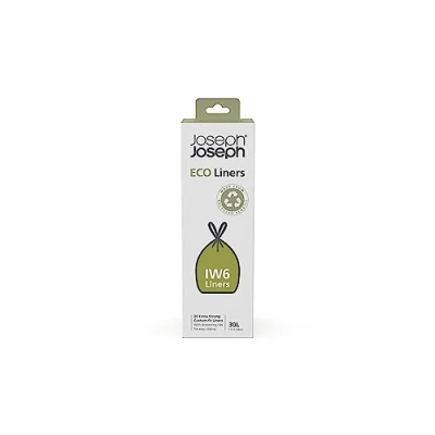 Image de Joseph IW6 sacs poubelles écologique en plastique recyclé, pour déchets de cuisine avec Fermeture à Poignées coulissantes, très résistants 20 sacs, 30 litres, gris
