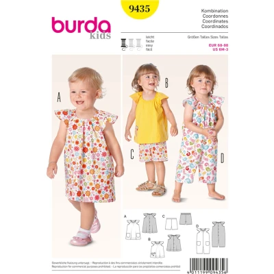 Afbeelding van Burda Naaipatroon 9435 Combinatie: jurk, broekpak en shirt met broek