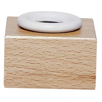 Image de Herbin Encrier porcelaine rond + support en bois
