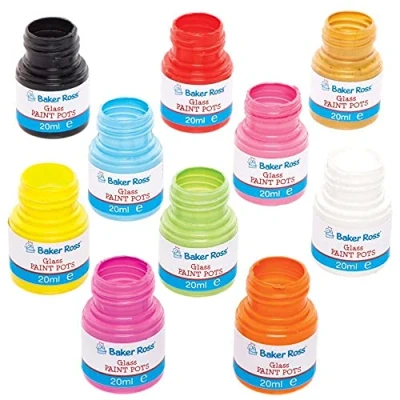 Afbeelding van Baker Ross FE595 Glasverf 10 stuks, keramische verf, schildersets voor kinderen, schilderen kinderen