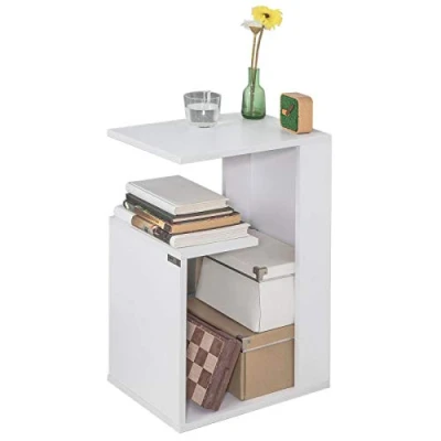 Afbeelding van SoBuy® FBT69 W Bijzettafel Sofa Tafel Koffietafel Winkelhouder Tijdschriftenhouder Wit