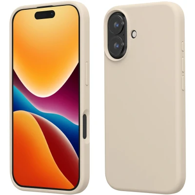 Afbeelding van kwmobile telefoonhoesje geschikt voor Apple iPhone 16 Hoesje met siliconen coating Smartphone case in crème