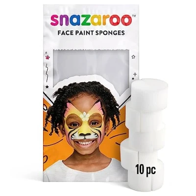 Image de Snazaroo Éponges Semi circulaires Haute Densité à Pores Fins pour Peinture le Visage et Corps Lot de 10 Facile Utiliser Nettoyer