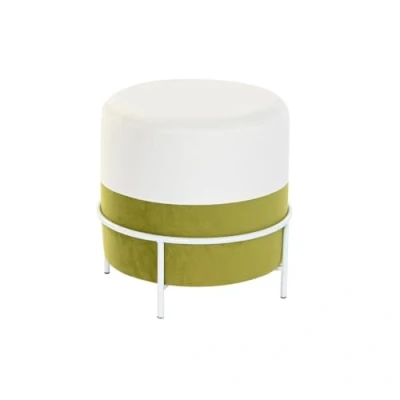 Afbeelding van Voetensteun DKD Home Decor Natuurlijk Metaal Wit Groen (40 x 40 cm)