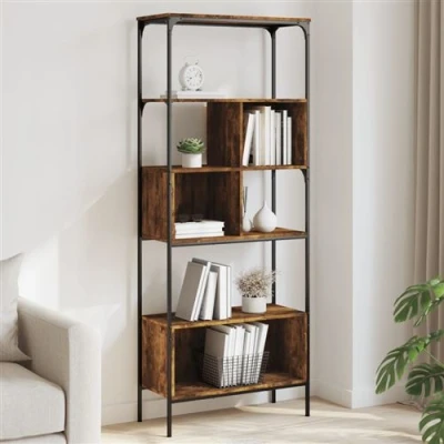 Afbeelding van Boekenkast 5 laags 76x33x188,5 cm bewerkt hout gerookt eiken