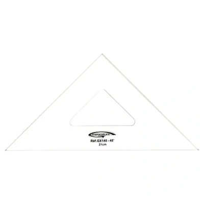 Afbeelding van Graphoplex Hoekhoek 45 3 randen recht 21cm transparant