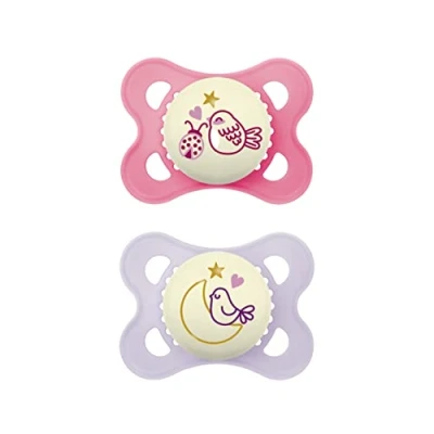 Afbeelding van MAM fopspeen Pure Night Siliconen 0 6 maanden roze 2 stuks Glow in the dark