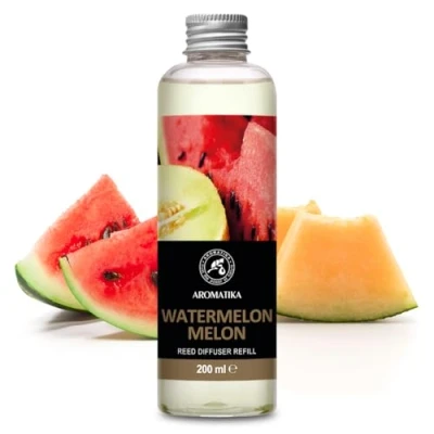 Afbeelding van Navulverpakking voor geurverspreider watermeloen meloen, 200 ml, fruitig aroma, luchtverfrisser thuis, frisse en duurzame geur, aromatherapie, Reed Refill Watermeloen, meloen