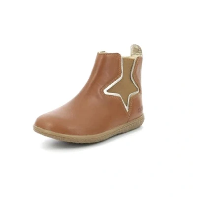Afbeelding van Kickers Vermillon Korte laarzen voor kinderen, Maat: 34, Camel Leer