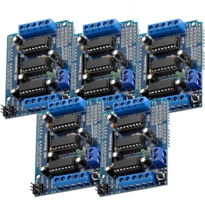 Afbeelding van AZDelivery 5 x L293D Motor Driver Shield, 4 Kanaals Stepper Driver, Expansion Board compatibel met Arduino inclusief en E Book!