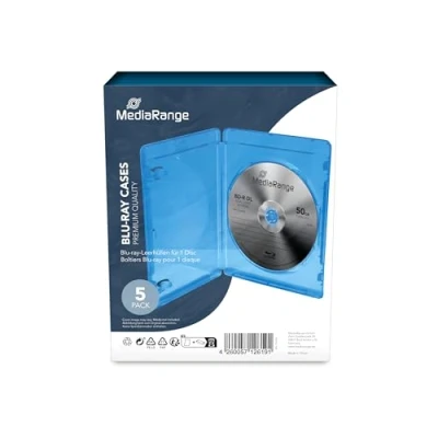 Afbeelding van MediaRange BOX38 Blu ray Case, 1 schijven, blauw, optische schijfhoes (Blu kunststof, 120 mm, 134 mm) 5 stuks