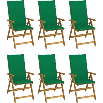 Afbeelding van Tuinstoelen 6 st inklapbaar met kussens massief acaciahout