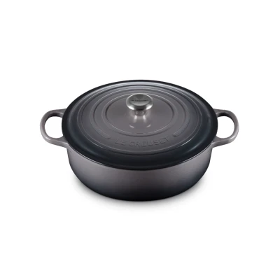 Afbeelding van Le Creuset Lage Braad /Stoofpan Signature Rond 30cm 6,2l Flint Gietijzer
