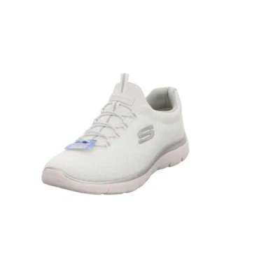 Image de Skechers Baskets Summits Artistry Chic pour femme, Bordure grise argentée en maille blanche, 40 EU