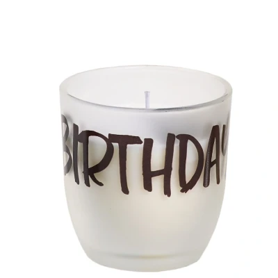 Afbeelding van Matglas doorzichtig met kaars BIRTHDAY