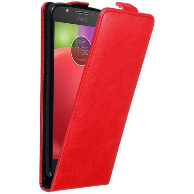 Afbeelding van Cadorabo Hoesje geschikt voor Motorola MOTO E4 in APPEL ROOD Beschermhoes flip design Case Cover met magnetische sluiting