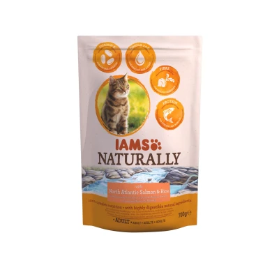 Afbeelding van Iams Naturally Cat Adult Zalm&amp;Rijst Kattenvoer 700 g