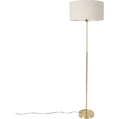 Afbeelding van QAZQA Vloerlamp verstelbaar goud met kap lichtgrijs 50 cm Parte