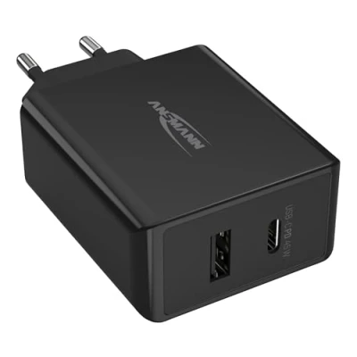 Image de ANSMANN 247PD Adaptateur secteur 45 Watt 4700 mA PD QC 3.0 2 connecteurs de sortie (USB USB C) noir