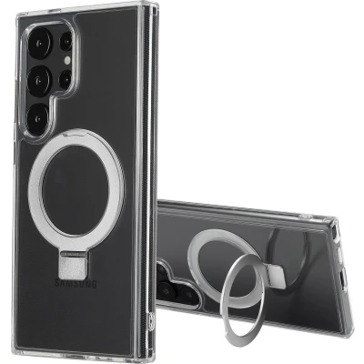 Afbeelding van Accezz Hoesje Geschikt voor Samsung Galaxy S24 Ultra Ring Stand Backcover MagSafe Transparant